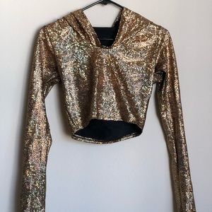 GLITTER RAVE HOODED CROP